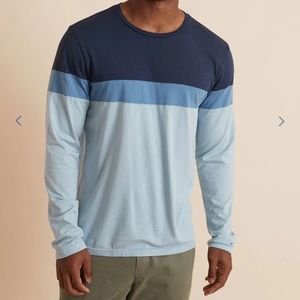 Marine layer Jacob crew tee in blue ombré stripe